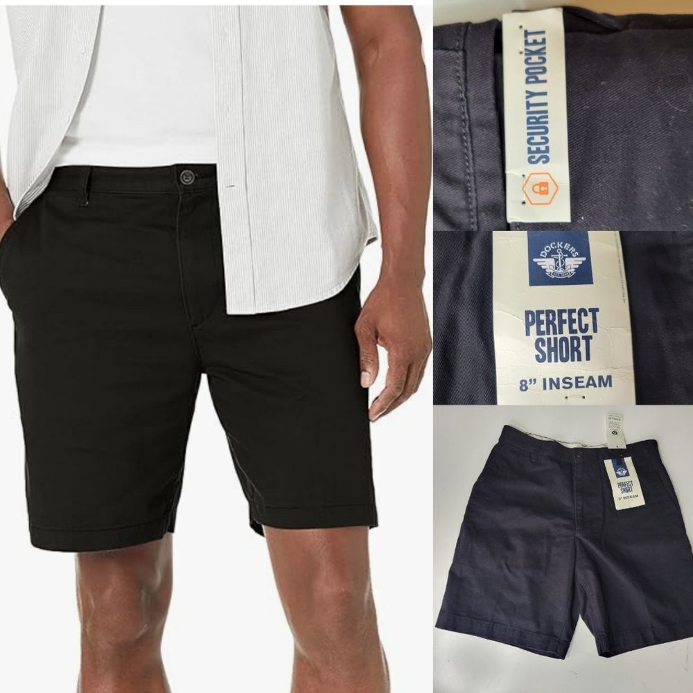 NEW HIDDEN POCKET TRAVEL SHORTS BLACK TWILL MEN'S 30 NWT